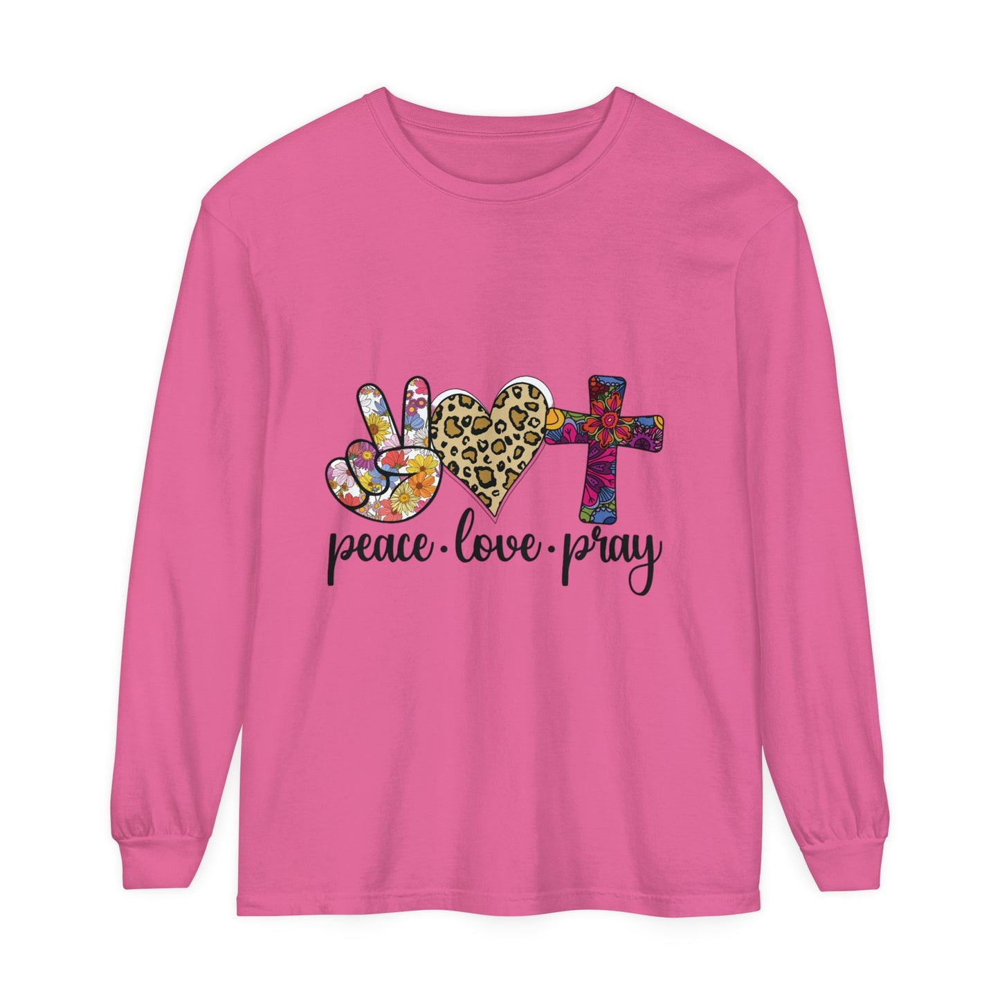 PEACE-LOVE-PRAY Unisex Garment-dyed Long Sleeve T-Shirt