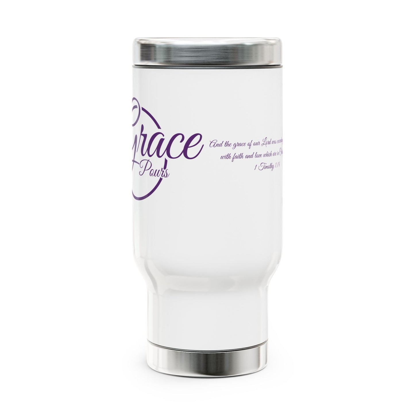 Grace Pours- Stainless Steel Travel Mug with Handle, 14oz