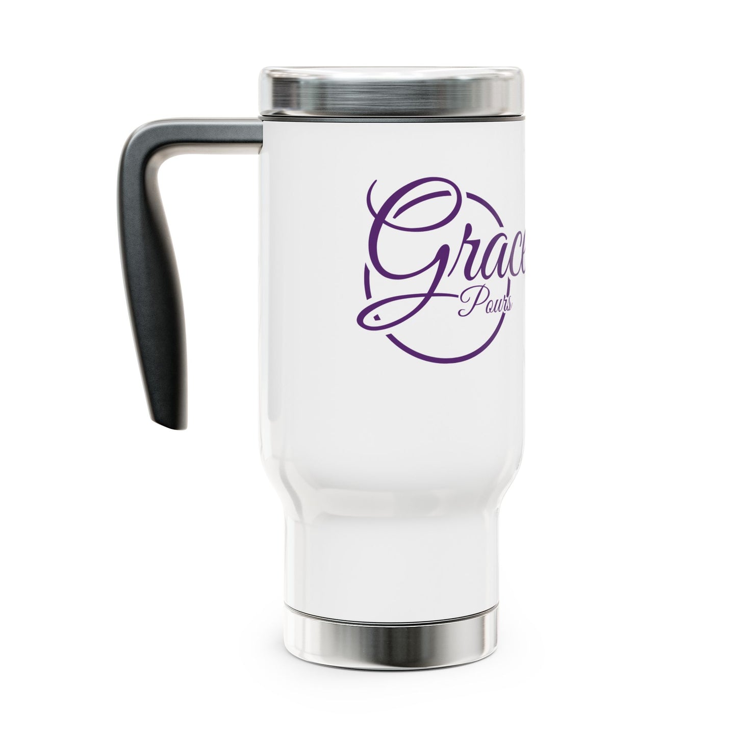 Grace Pours- Stainless Steel Travel Mug with Handle, 14oz