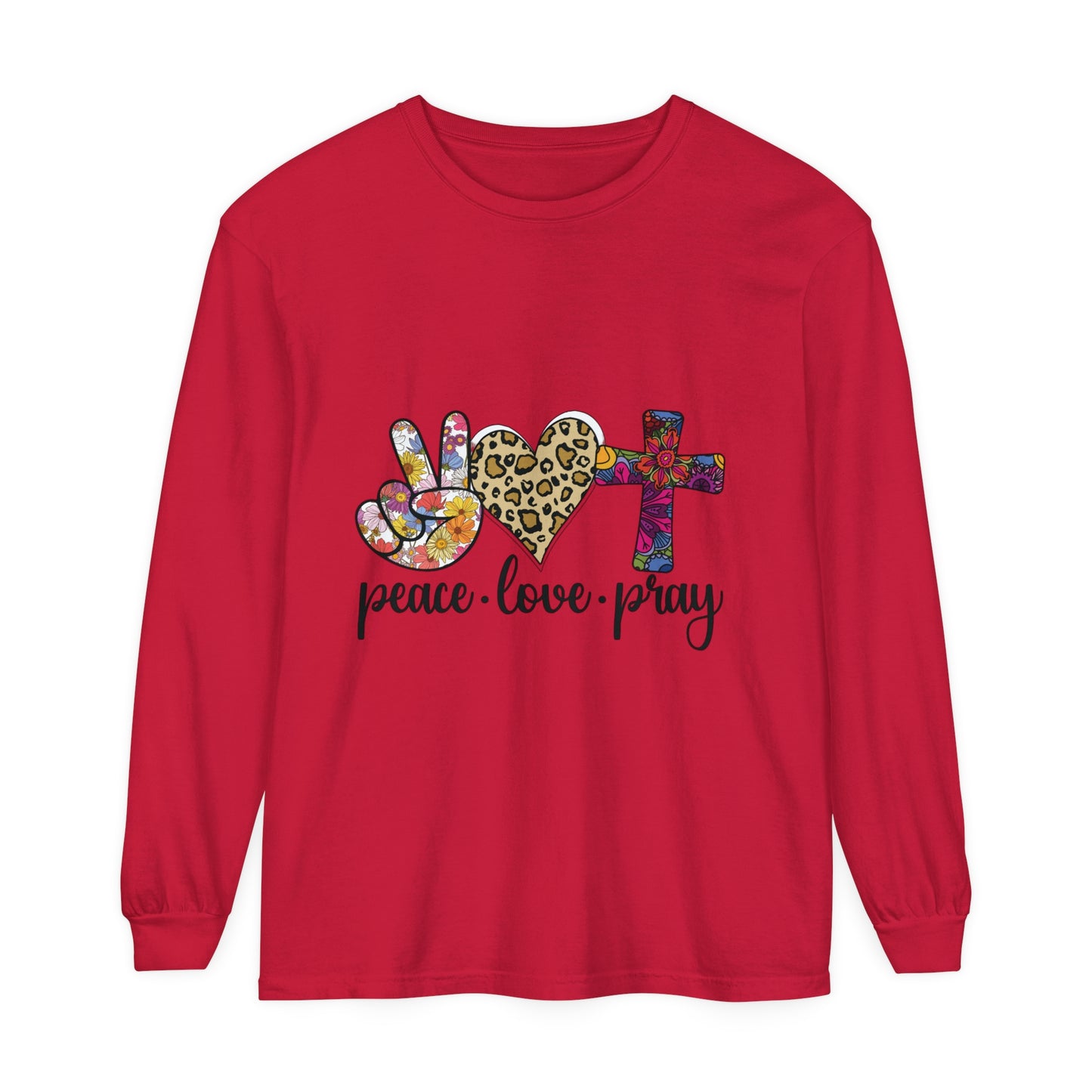 PEACE-LOVE-PRAY Unisex Garment-dyed Long Sleeve T-Shirt