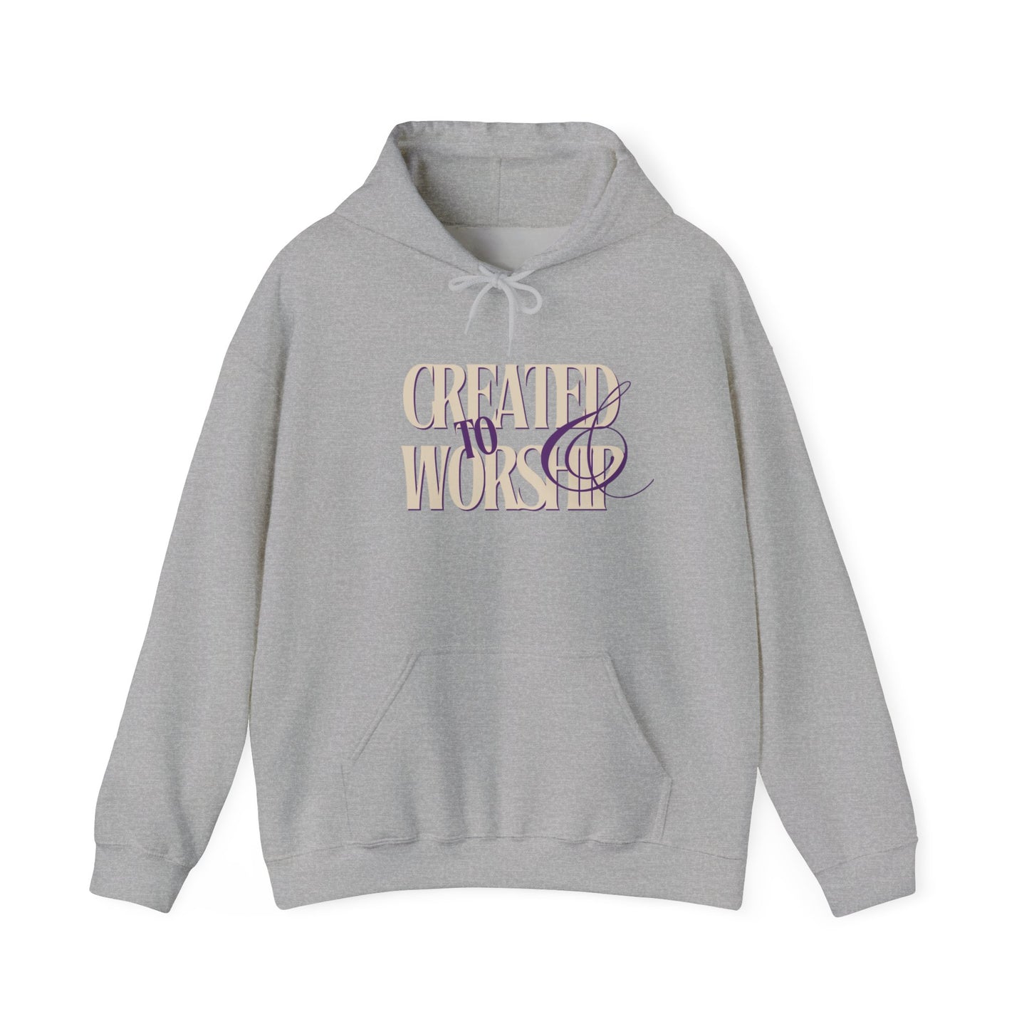 Created to Worship Hooded Sweatshirt, Unisex Christian Hoodie, Cozy Church Sweatshirt, Faith-Based Apparel, Inspirational Gift