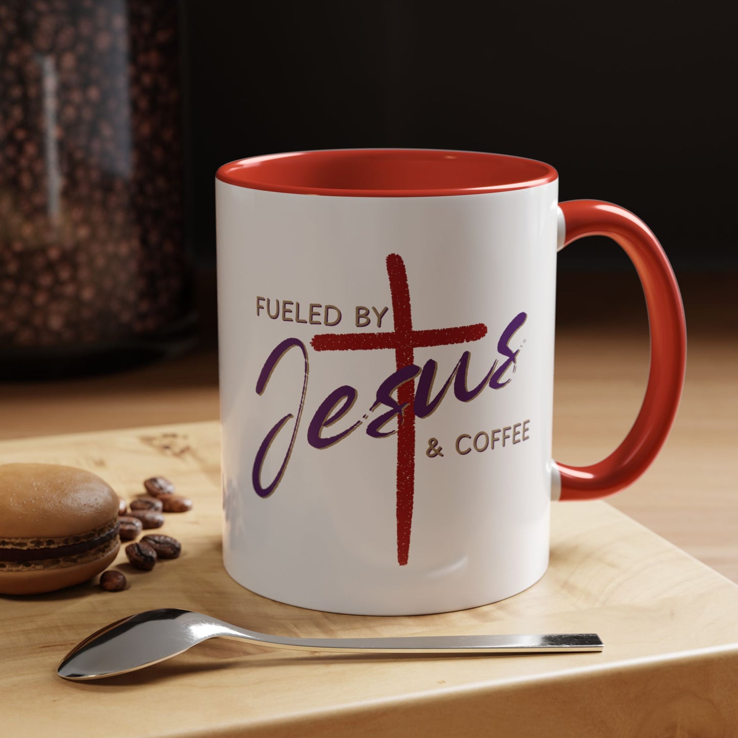 Coffee Mug — "Fueled by Jesus & Coffee" Accent Ceramic Mug