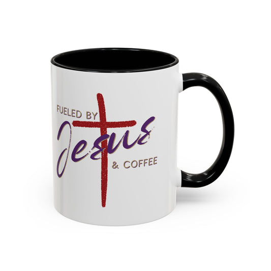 Coffee Mug — "Fueled by Jesus & Coffee" Accent Ceramic Mug