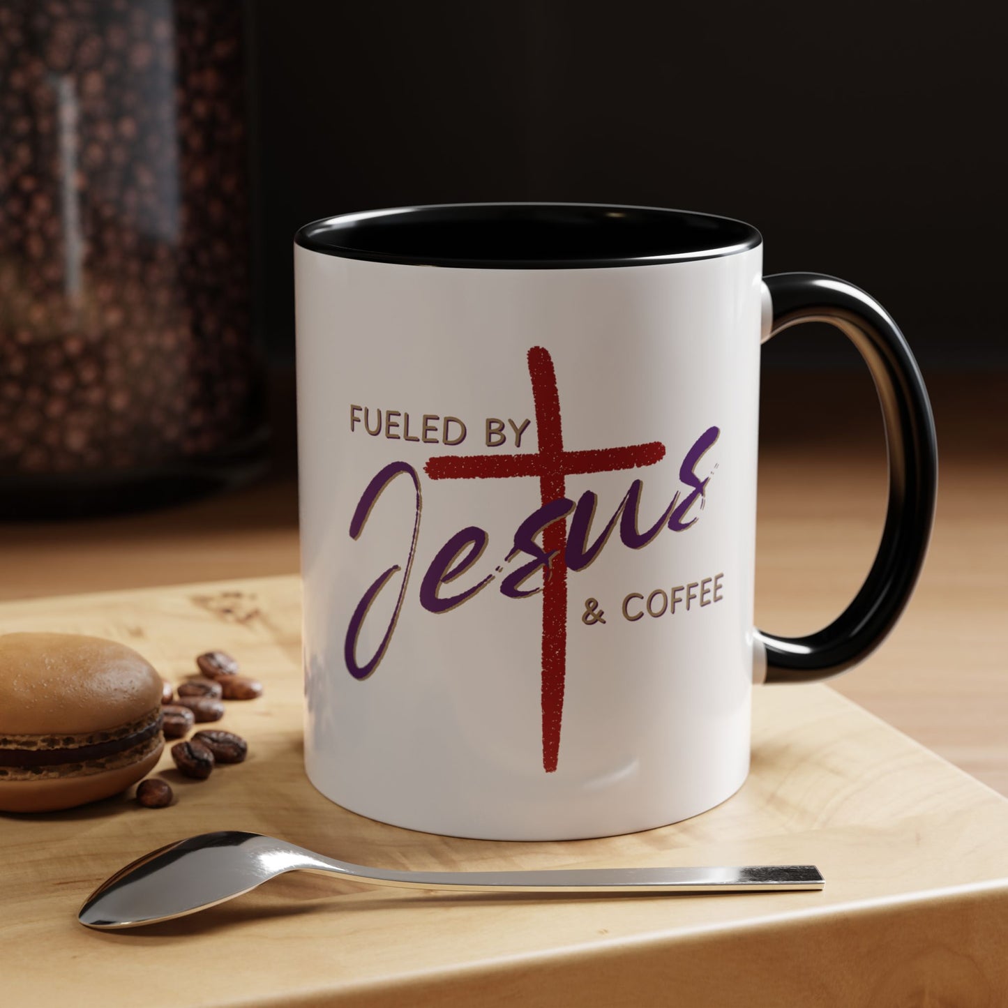 Coffee Mug — "Fueled by Jesus & Coffee" Accent Ceramic Mug