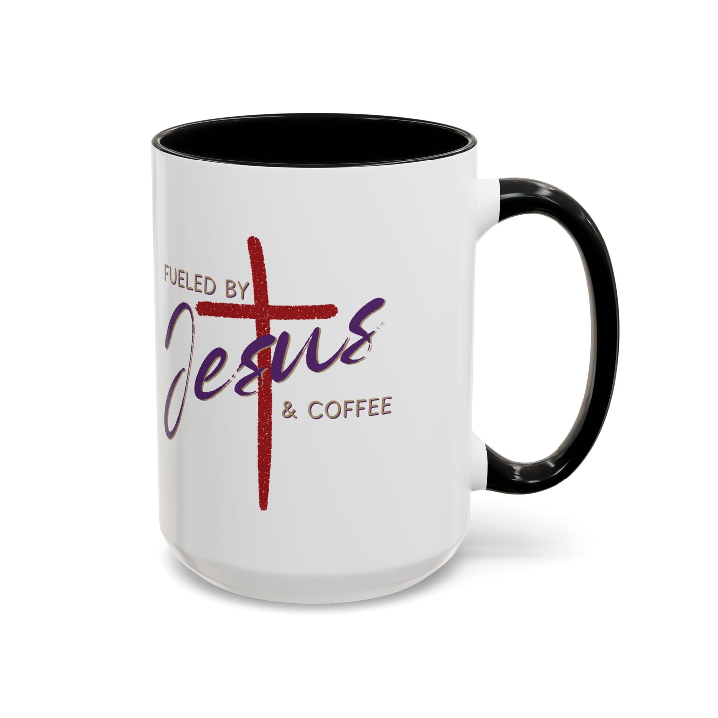Coffee Mug — "Fueled by Jesus & Coffee" Accent Ceramic Mug
