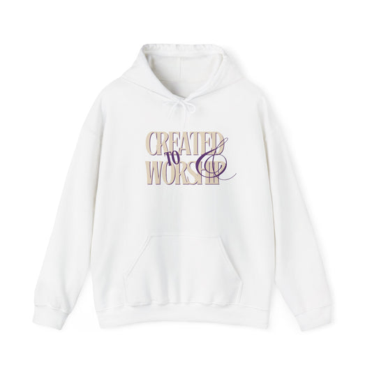 Created to Worship Hooded Sweatshirt, Unisex Christian Hoodie, Cozy Church Sweatshirt, Faith-Based Apparel, Inspirational Gift