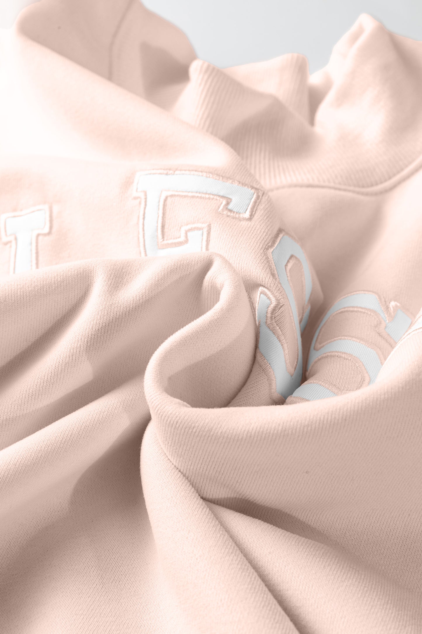 "Blessed"-Light Pink Oversize Embroidered Mock Neck Sweatshirt