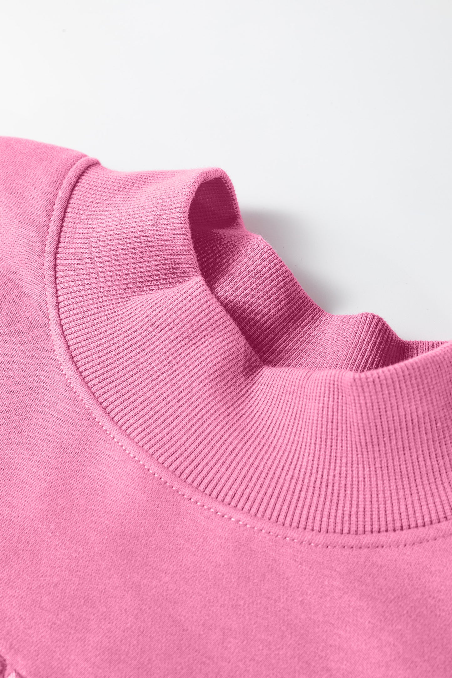 "Blessed"-Bright Pink Oversize Embroidered Mock Neck Sweatshirt
